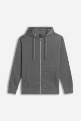 FELPA FULL ZIP CON CAPPUCCIO BASIC GRIGIO SCURO